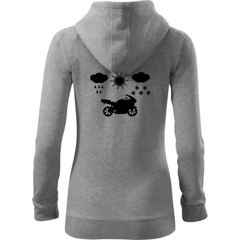Dámská mikina Motorkář za každého počasí - silnice - Dámská mikina trendy zipper s kapucí - XS ( Tmavě šedý melír )