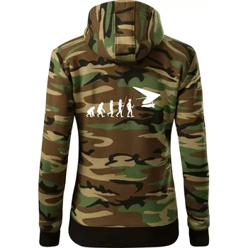 Dámská mikina Evoluce rogalo - Dámská mikina trendy zipper s kapucí - XS ( Hnědý maskáč )