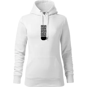 Dámská mikina Ideas come after coffee - Mikina dámská Cape s kapucí - XL ( Bílá )