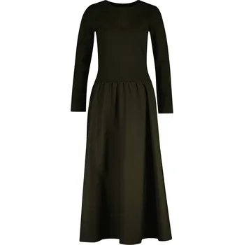 Dámské šaty ŠATY GANT MIDI JERSEY WOVEN COMBO LS DRESS GREEN LAGOON