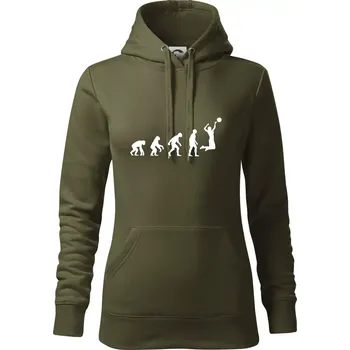 Dámská mikina Evoluce volejbal žena - Mikina dámská Cape s kapucí - XS ( Military )