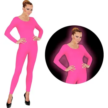 Karnevalový kostým Dámské neonově růžový celotělový overal - S/M