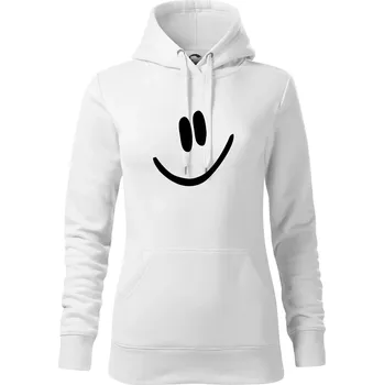 Dámská mikina Emoji bez obrysu - usměv - Mikina dámská Cape s kapucí - XS ( Bílá )