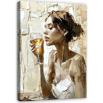 Obraz OBRAZ ŽENA VÍNO JAKO MALOVANÝ NA PLÁTNĚ NA ZEĎ DO OBÝVÁKU LOŽNICE 40x30