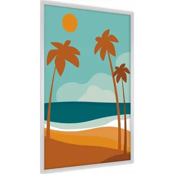 Obraz Plakát v Rámu PLÁŽE Moře Palmy Kresba 30x40