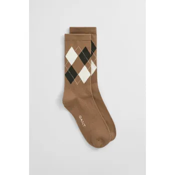 Dámské oblečení PONOŽKY GANT ARGYLE CHECK SOCKS WARM KHAKI