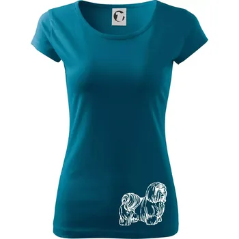 Shih-tzu - chlupatý - Dámské triko Pure - XL ( Petrolejová )