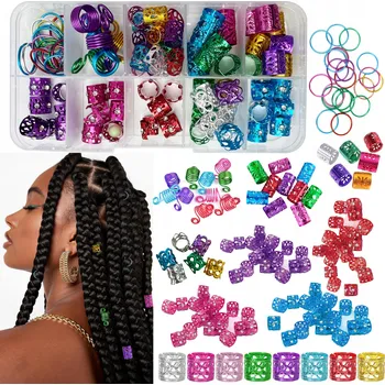 Ozdoba do vlasů Sada korálky do vlasů 80 ks kovové ozdoby + 10 doplňků