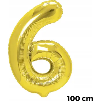 Balónek FÓLIOVÝ BALÓNEK ČÍSLICE ČÍSLO 6 ZLATÝ NA NAROZENINOVOU OSLAVU OSLAVA 100 cm