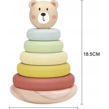 Dřevěná hračka TOOKY TOY Věž Medvídek – Dřevěná rozvojová pyramida | TKF004N