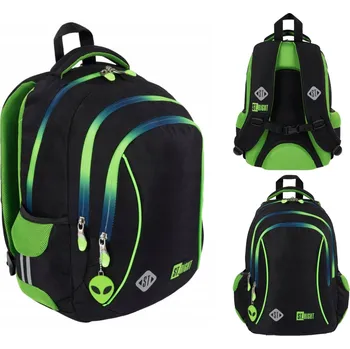 Školní batoh Vícekomorový Školní batoh St.Right černý, zelený 20 l