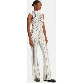 Dámské kalhoty Desigual Kalhoty z materiálu Chiara 25WWPK02 Écru Flare Fit S