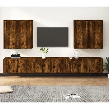 Obývací stěna vidaXL 8dílný set TV skříněk kompozitní dřevo [3188704] Barva: kouřový dub