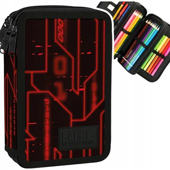 Penál s vybavením pro chlapce BackUP Code 3 komory černý červený
