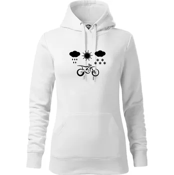 Dámská mikina Motorkář za každého počasí - enduro - Mikina dámská Cape s kapucí - M ( Bílá )