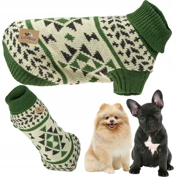 Obleček pro psa SVETR pro psa kočku na zimu obleček teplý ROLÁK SVETR NORSKÝ vzor gumičky S