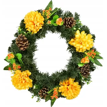 Věnec Věnec podzimní se žlutými chryzantémami Ø35 cm
