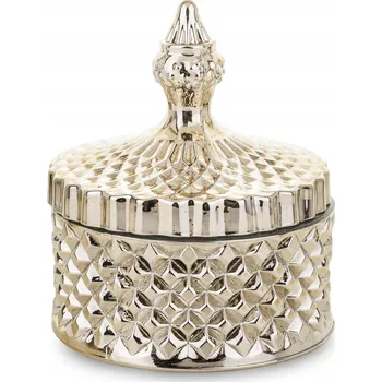 Dóza na potraviny Skleněná dóza na vatové tyčinky s víkem ZLATÁ 13x10 cm