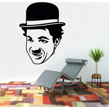 Samolepící dekorace Charlie Chaplin obličej - vinylová samolepka na zeď 80x59cm