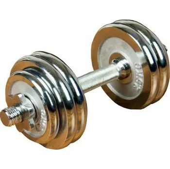 Profi kovová nakládací jednoruční činka, chrom, 15 kg