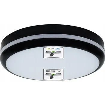 Venkovní osvětlení VENKOVNÍ LAMPA PLAFON ZAHRADNÍ NA BALKON TERASU LED 12W/15W/18W CCT ČERNÁ