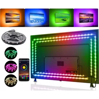 LED páska LED pásek RGB 5m USB TV BLUETOOTH APLIKACE BAREVNÝ GLOWLED PAMĚŤ BARVY