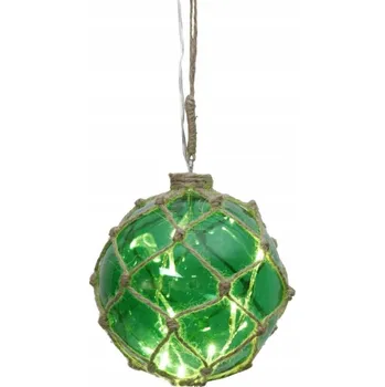 Vánoční ozdoba Švédská LED skleněná závěsná koule NOAH zelená