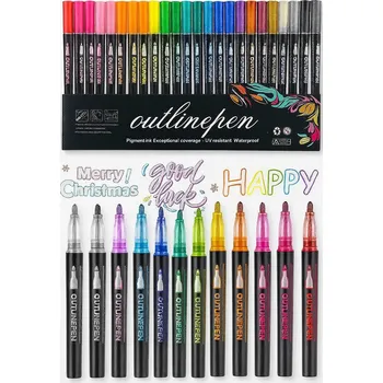 DVOJITÉ TŘPYTIVÉ FIXY POPISOVAČE 24 METALICKÝCH FIXY