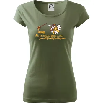 Dámské tričko Včela - lžička medu - Dámské triko Pure - XS ( Khaki )