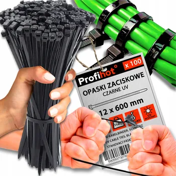 Stahovací páska STHOVACÍ PÁSKY STAHOVACÍ PÁSKY ODOLNÉ PEVNÉ ČERNÉ UV 12x600 100ks