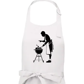 Kuchyňská zástěra Grilování - Kuchař - Pánská zástěra na vaření - Univerzální velikost ( Bílá )