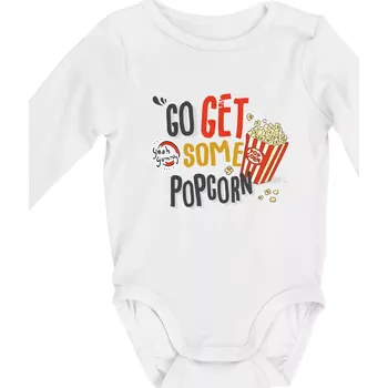 Go get some popcorn - Body kojenecké s dlouhým rukávem - Dlouhý r. do 3 měs ( Bílá )