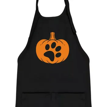 Kuchyňská zástěra Dýně tlapka - Dětská zástěra na vaření - Univerzální velikost ( Černá )