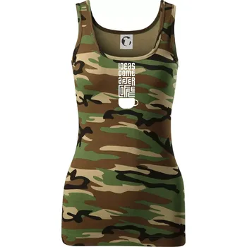 Dámské tričko Ideas come after coffee - Dámské Maskáčové tílko - XS ( Hnědý maskáč )