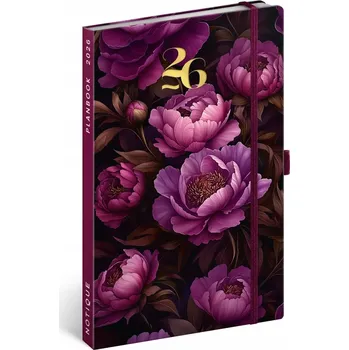Diář NOTIQUE Planbook diář/notes Fialové květy 2026, 13 x 21 cm