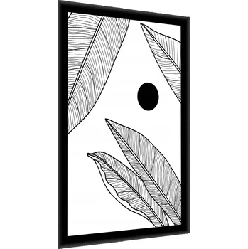 Obraz Plakát v rámu Černobílé LISTY Ozdoba 30x40