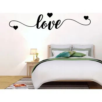 Samolepící dekorace Love - láska a srdce - vinylová samolepka na zeď 100x21cm