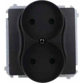 Elektrická zásuvka Kontakt Simon Basic Dvojitá Zásuvka Bez Uzemnění Černá BMG2M.01/49