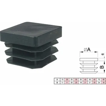 Nábytkové kování Ucpávka plastová černá 25x25mm