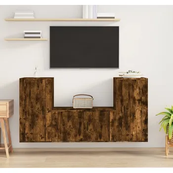 Obývací stěna vidaXL 3dílný set TV skříněk kompozitní dřevo [3188526] Barva: kouřový dub