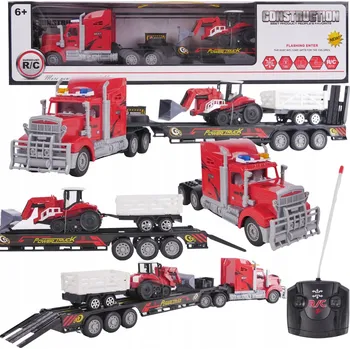 autíčko Autopřepravník Nákladní automobil s traktorem a přívěsem Pilot světla