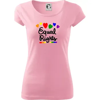 Dámské tričko Equal Rights - srdíčka - Dámské triko Pure - L ( Růžová )