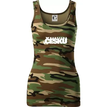 Dámské tričko Nápis - Narozena v Česku - Dámské Maskáčové tílko - XL ( Hnědý maskáč )