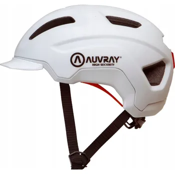 Cyklistická přilba CYKLISTICKÁ PŘILBA AUVRAY CITY PC SKOŘEPINA, NASTAVITELNÁ, LED SVĚTLO, BÍLÁ, VELIKOST S