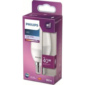 Žárovka LED žárovka svíčka E14 4,9W = 40W 470lm 4000K Neutrální bílá PHILIPS