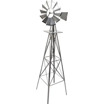 Zahradní dekorace a-market Velký kovový zahradní větrník, styl amerických rančů, 245 cm Stříbrná šedá