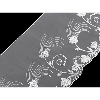 Vyšívaná krajka na monofilu šíře 20 cm METRÁŽ - 1 Off White