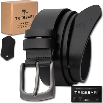 Opasek Camerazar Pánský kožený pásek 100% přírodní kůže černý na kalhoty TRESSARI