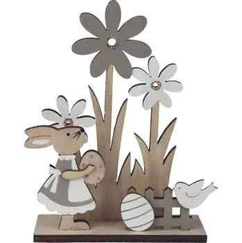 Velikonoční dekorace Morex D4952 velikonoční zajíček 14 x 4 x 16,5 cm přírodní/šedý/bílý