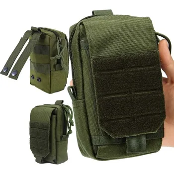 Kabelka Voděodolný vojenský bederní pás s pouzdrem, zelený, materiál 1000D, 15x5x10 cm